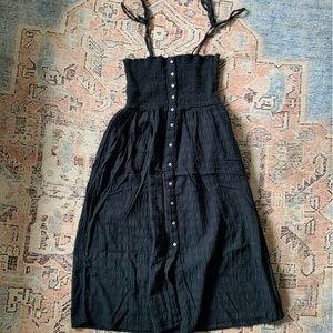 Aerie smock dress medium black button up